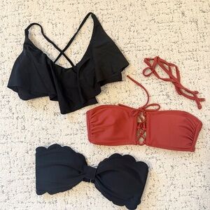 Xhilaration Black and Burnt Orange Bikini Tops